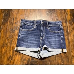 American Eagle High Rise Shortie Denim Shorts Dark Wash Cuffed Size 4